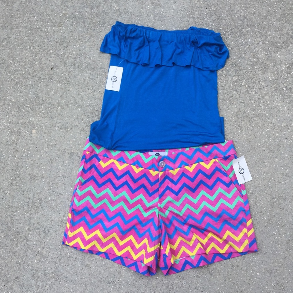 Kaeli Smith Chevron Pink/ Blue Shorts NWT